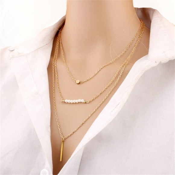 3-Tier Bohemian Indie Layered Pearl Necklace - Picture 2 of 2